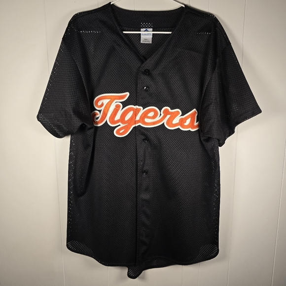 Tiger 21 Mesh Black Embroidered Baseball Jersey Large - Picture 2 of 6